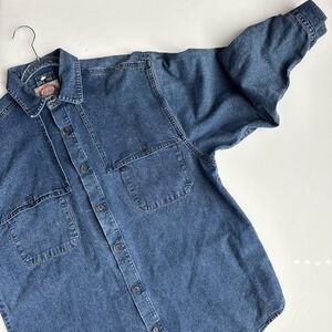 Vintage The Australian Outback Collection Denim Button Up Size L Blue Western
